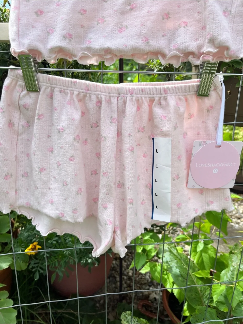 LoveShackFancy Pink Floral Ribbed Kids Pajama Set